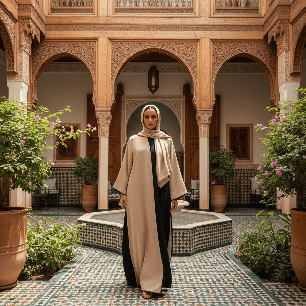 Abaya moderne contemporaine femme riad marocain