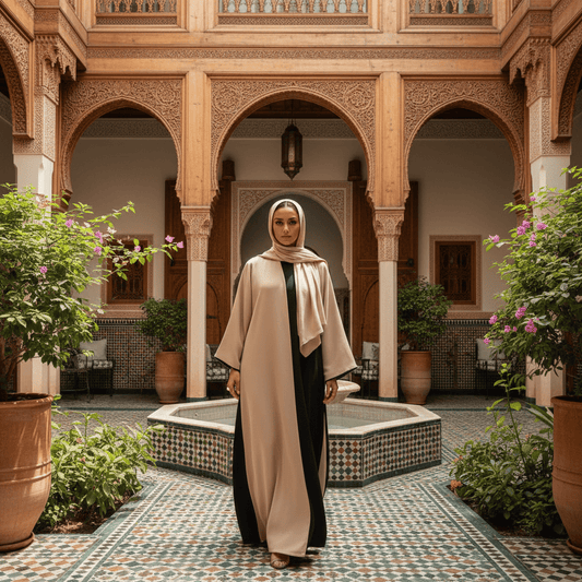 Abaya moderne contemporaine femme riad marocain