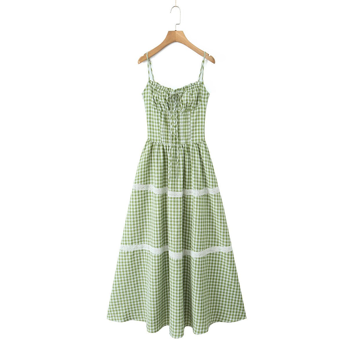 Robe LOUISE vichy vert - vue complète de face OnFleek