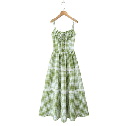 Robe LOUISE vichy vert - vue complète de face OnFleek