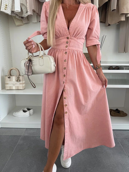 Robe RIVIERA | Longue Boutonnée Style Denim