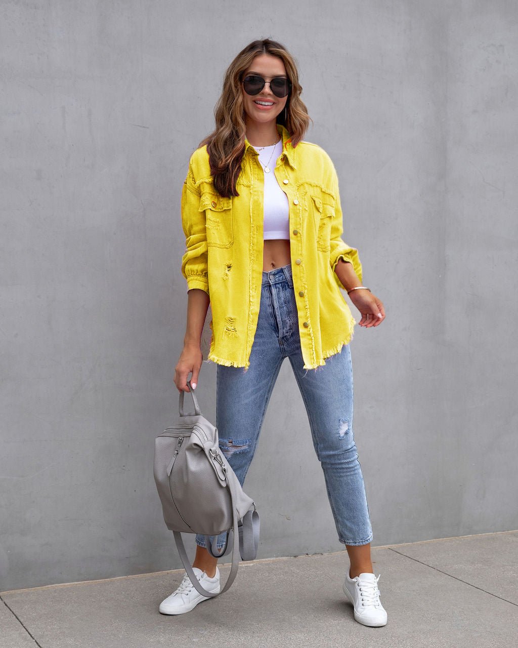 Surchemise SOFIA veste casual effilochée femme tous coloris disponibles