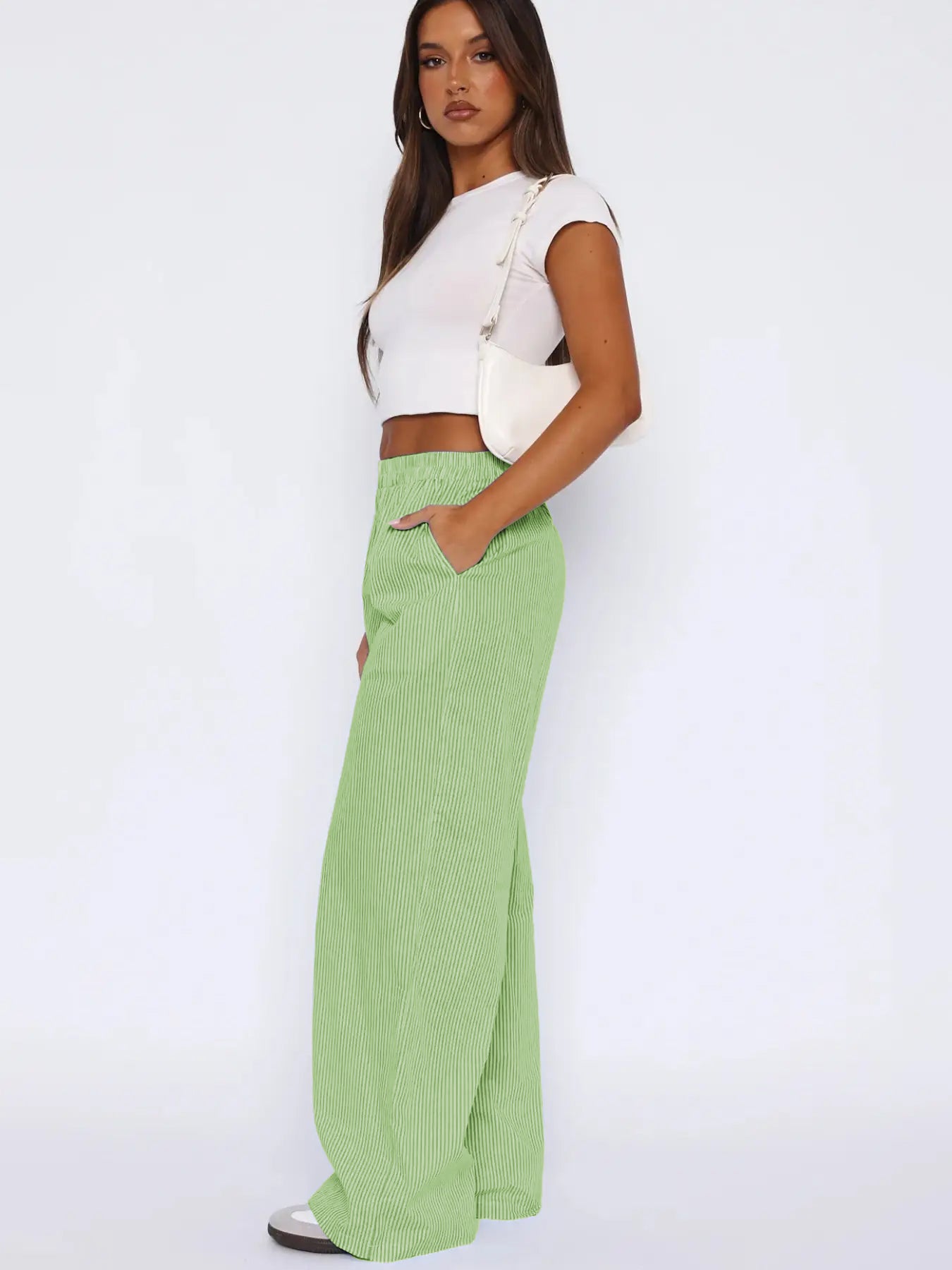 Pantalon EMMA | Large Rayé Taille Haute