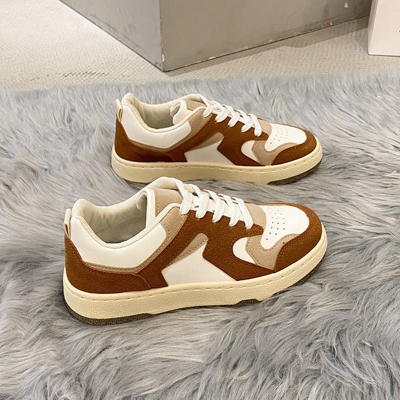 Baskets LUCIA cuir casual femme coloris marron vue de face OnFleek