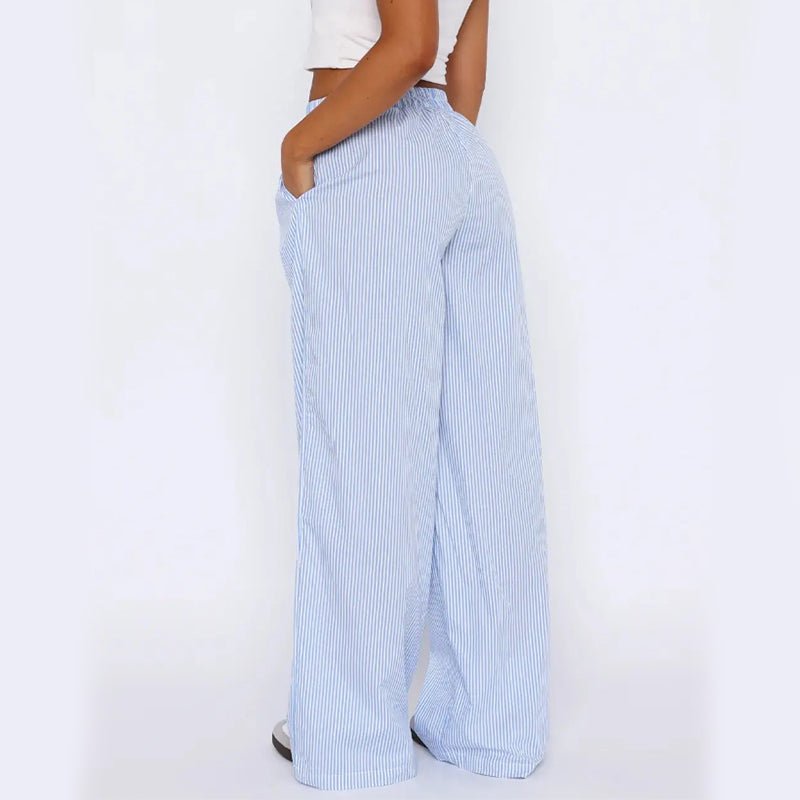 Pantalon EMMA rayé - détail coupe droite et poches