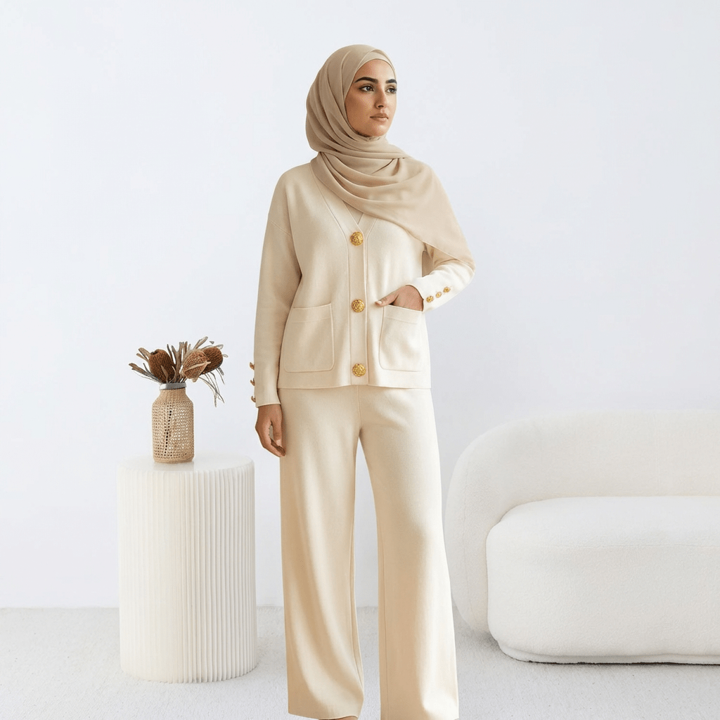 Ensemble Héritage cardigan maille boutons dorés OnFleek