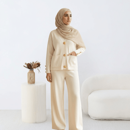 Ensemble Héritage cardigan maille boutons dorés OnFleek