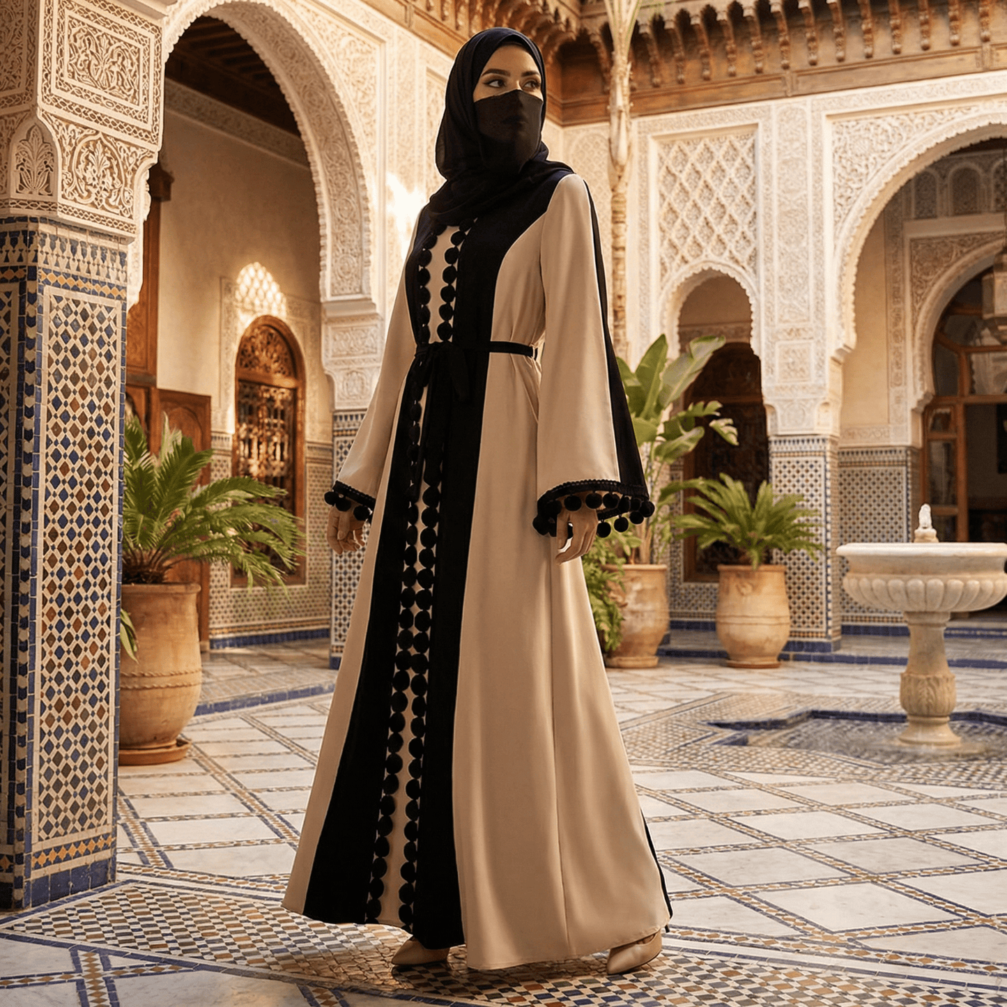 Abaya Syra OnFleek - détail finitions artisanales