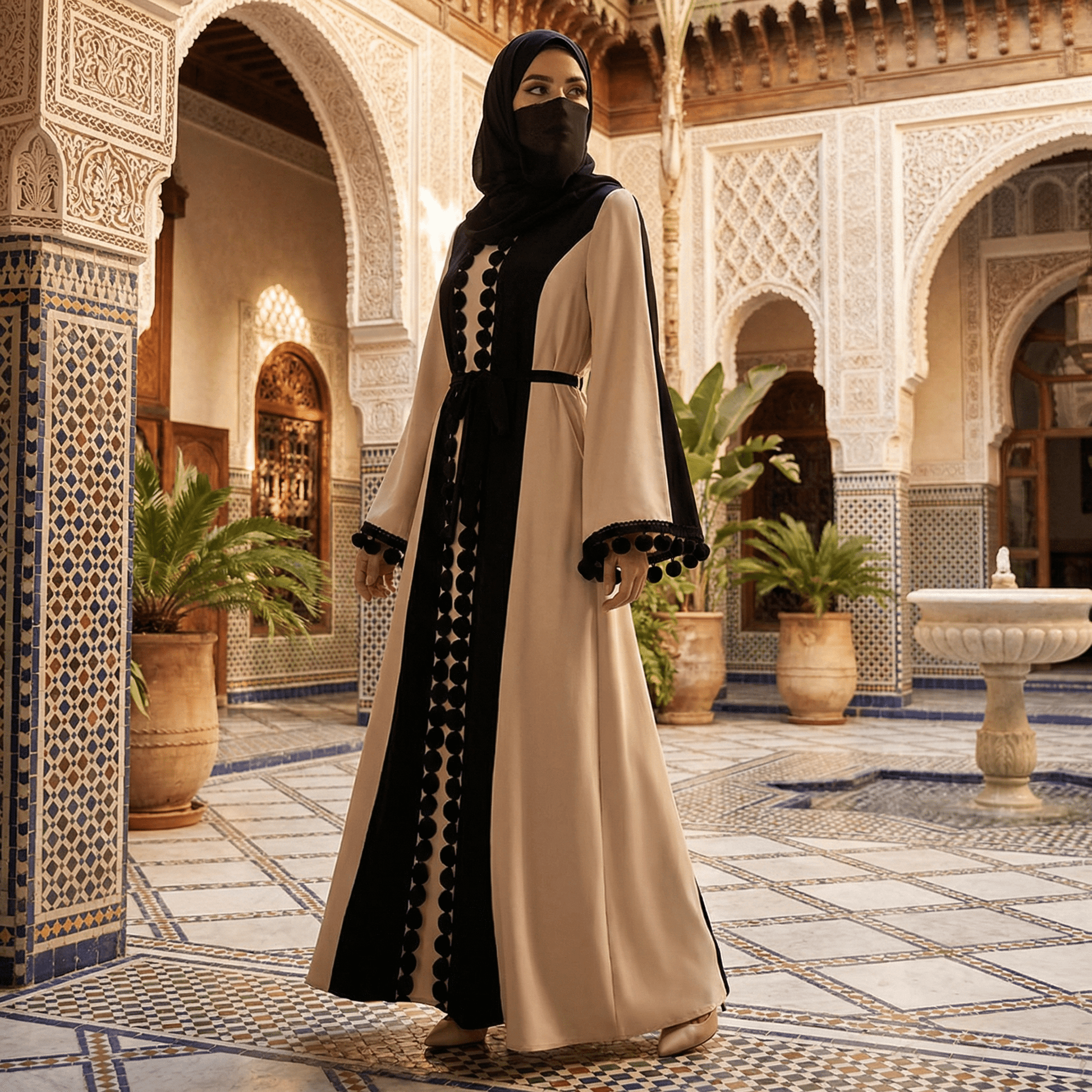 Abaya Syra OnFleek - détail finitions artisanales