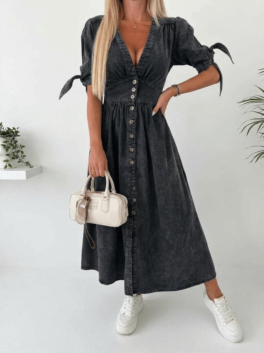 Robe RIVIERA | Longue Boutonnée Style Denim
