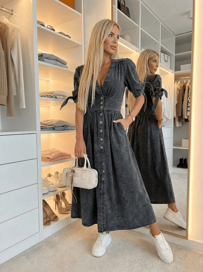 Robe RIVIERA | Longue Boutonnée Style Denim