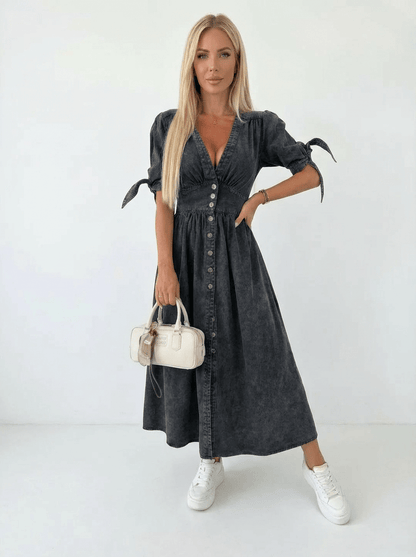 Robe RIVIERA | Longue Boutonnée Style Denim