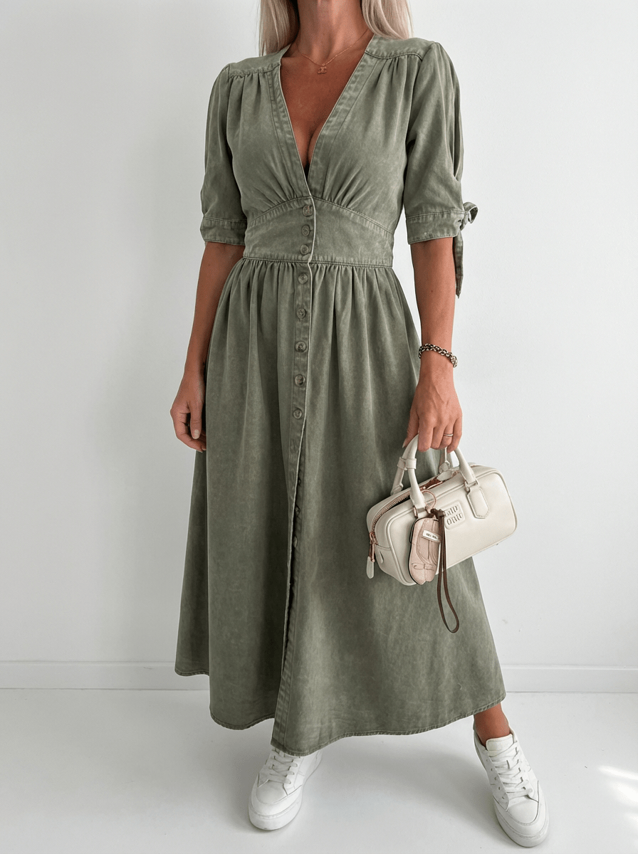 Robe RIVIERA | Longue Boutonnée Style Denim