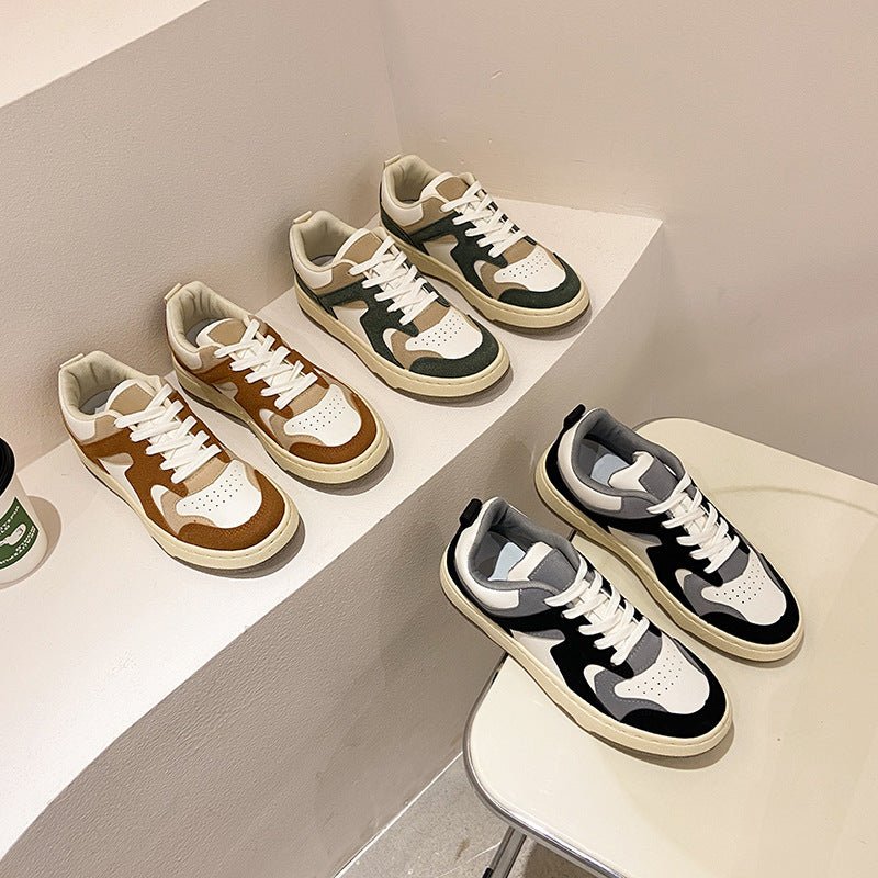 Baskets LUCIA cuir casual femme coloris vert vue de face OnFleek