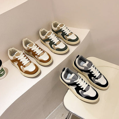 Baskets LUCIA cuir casual femme coloris vert vue de face OnFleek